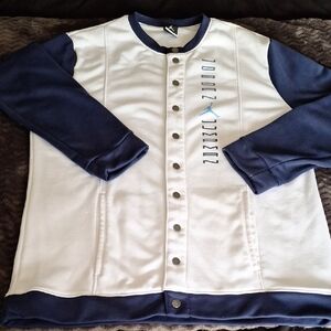 Unisex Jordan White and Navy Blue Button-Up Jacket
